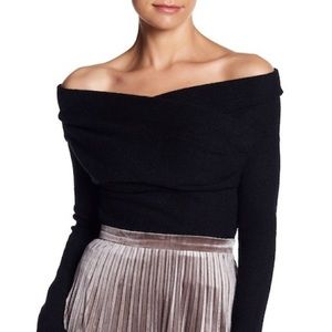 Off the shoulder crop sweater